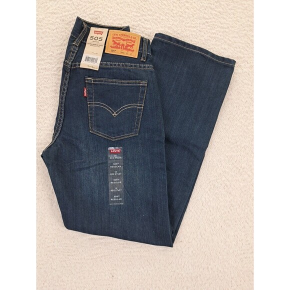 Levis 505 Jeans Boys Size 14 Regular Straight Leg Blue 27 x 27 NEW With Tags! - Picture 1 of 12